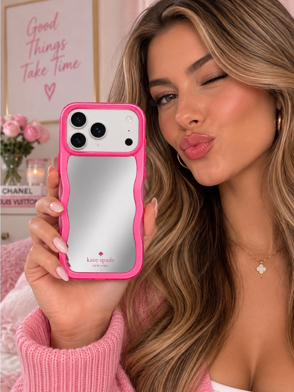 Kate Spade Wavy Hot Pink Mirror Phone Case •  iPhone 17 Pro Max • NEW IN BOX